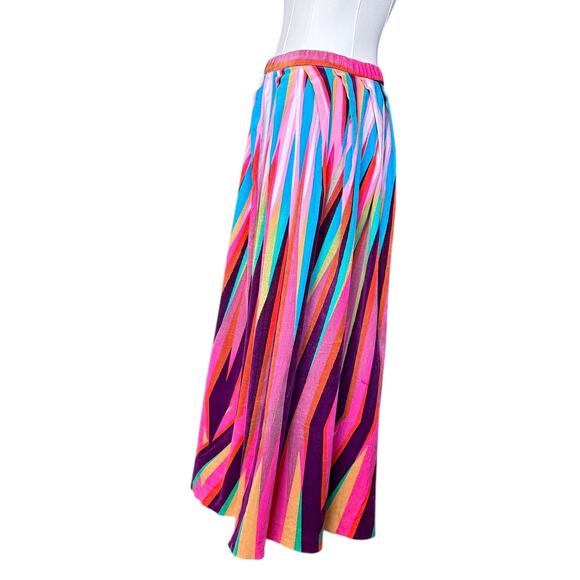 Tsumori Chisato Diagonal Striped Midi-Length Skirt Size 2 Elastic Waistband - Picture 7 of 14